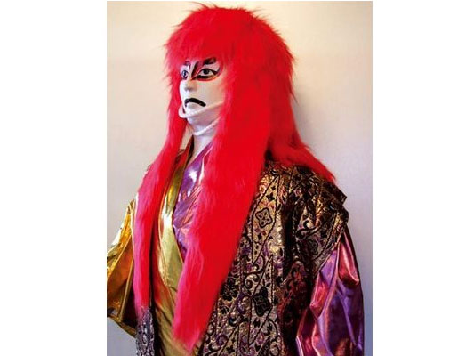 歌舞伎赤色90cm毛付きカツラ